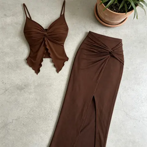 European & American Classic Elegant Fashion Women's Clothing Series, Simple Design, High Value, Pure Color Two Piece Skirt Set