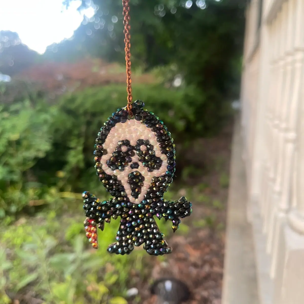 Rhinestone Ghostface Scream charm ornament
