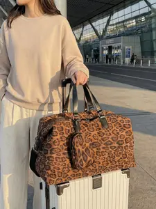 Base Weekender Bag Leopard Print Large Capacity Lightweight Travel Backpack, Durable Multi-Functional Shoulder Crossbody Handbag