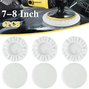 6 PCS 7-8 Inch Soft Wool Car Polishing Bonnet Pads Premium Buffer Wax Applicator & Polisher Pad Covers for Flawless Shine