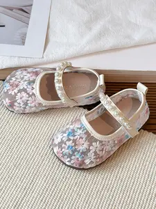 Baby Girl First Walker Shoes, Mesh Embroidered Daisy Pearl, French Sweet Fairy Style, Perfect for Daily Wear & Birthday Photos
