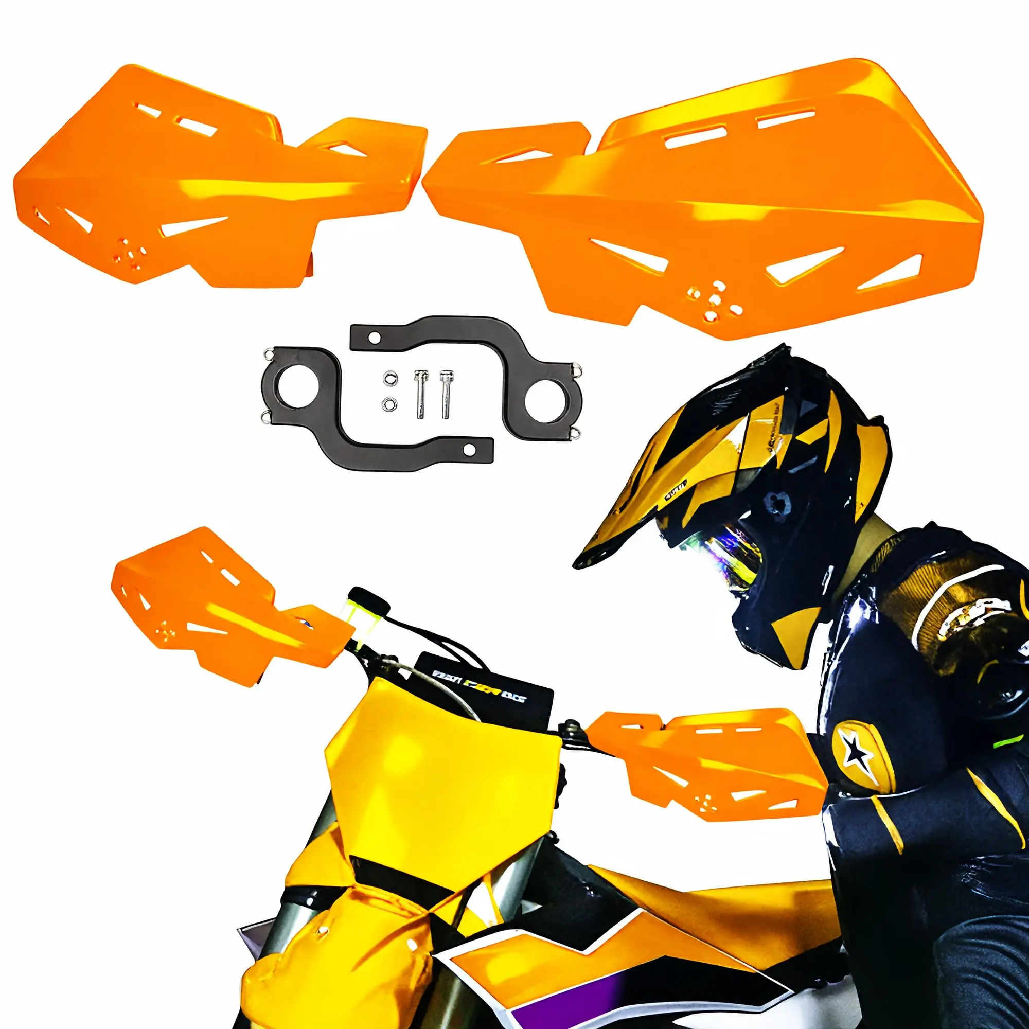 Universal 7/8" 22mm And 1 1/8" 28mm Handle Bar Hand Guards Nylon Bracket For Dirt Bike Motocross Atv Sx Sxf Exc Xcw-orange
