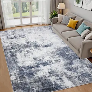 Washable Rugs for Living Room Modern Abstract Rug for Bedroom Contemporary Distressed Office Carpet Low Pile Neutral Soft Nursery Carpet Non Slip Farmhouse Floor Cover