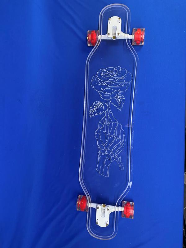 Ghost Long Board Skeleton Rose LED Skateboard - 40" Longboard for All Ages