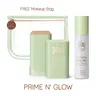 Pixi Prime N' Glow Makeup Set - Golden Contour, Hyaluronic Hydrating, Blendable Concealer & Foundation, Includes FREE Makeup Bag