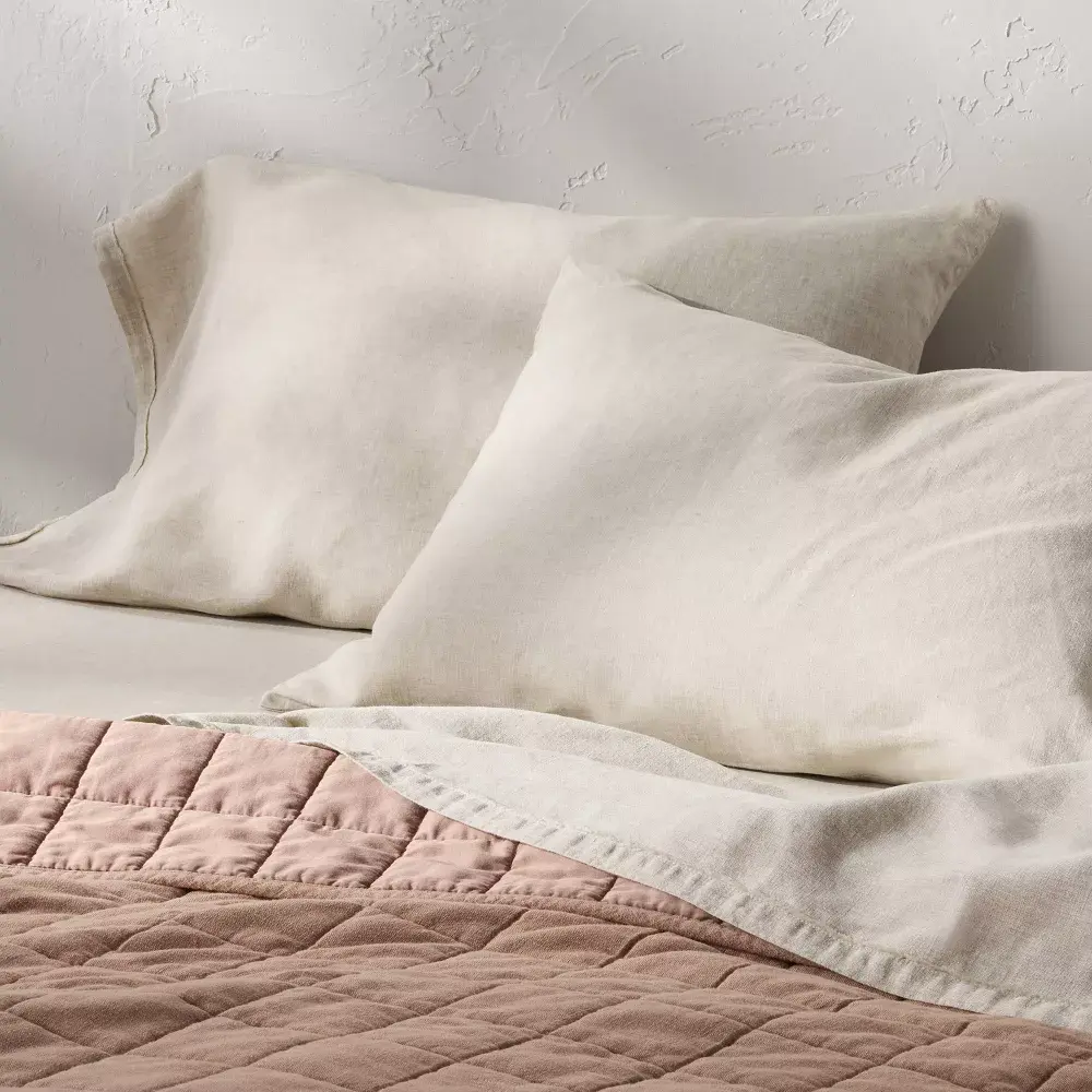 King 100% Linen Pillowcases Natural - Casaluna