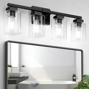 5/4/3-Light Bathroom Light Fixtures, Modern Black Bathroom Vanity Light, Bathroom Lighting Fixtures Over Mirror, Matte Black Bathroom Wall Lamp, Wall Lights for Living Room Bedroom Hallway