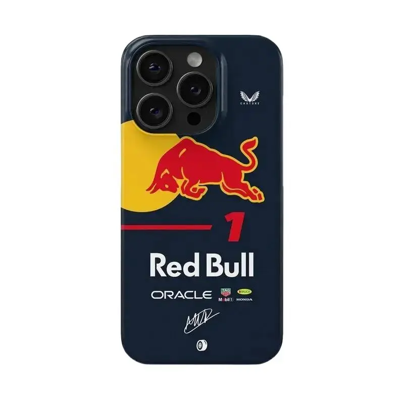 Red Bull-Themed Dual-Layer Smartphone Case - Drop-Resistant Hard Protection for Handheld Cellphone Devices Compatible with iPhone 12,13,14,15,16,17, Casing