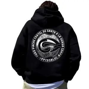Cartel de Santa Inspired Graphic Hoodie - Urban Chicano Style Pullover, Unisex Streetwear Casual Trendy Top for Men for Women
