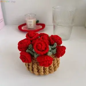 Handmade Crochet Flower Bouquet Coasters - 2026 Yarn-Knitted Table Cup Mats, Floral Home Table Ornament, Mother's Day Gift for Sports & Outdoor Themed Decor