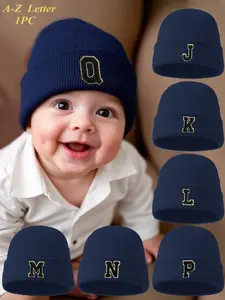 Baby Boys Girls Letter Knitted Hat, Winter Beanie for Children 0-3 Years, Casual Loose-Fitting Christmas Gift Skull Cap