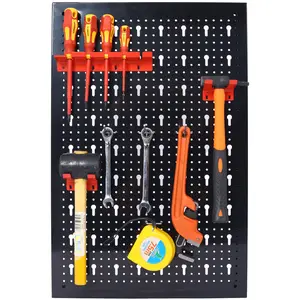 Metal Pegboard Wall Storage Kit — Space-Saving Tool Storage Solution for Garages, Workshops, and Warehouses (Includes 3 Boards, Drill & Wrench Holders, Hooks, and Accessories) — 48” x 24”, Black