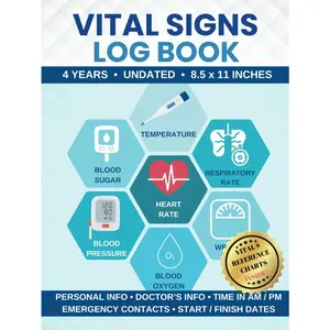 Vital Signs Log Book: Daily Health Monitoring Medical Journal to Record Blood Pressure / Sugar, Respiratory / Heart Rate, Oxygen Level, Temperature & Weight Hardcover – March 20, 2024
