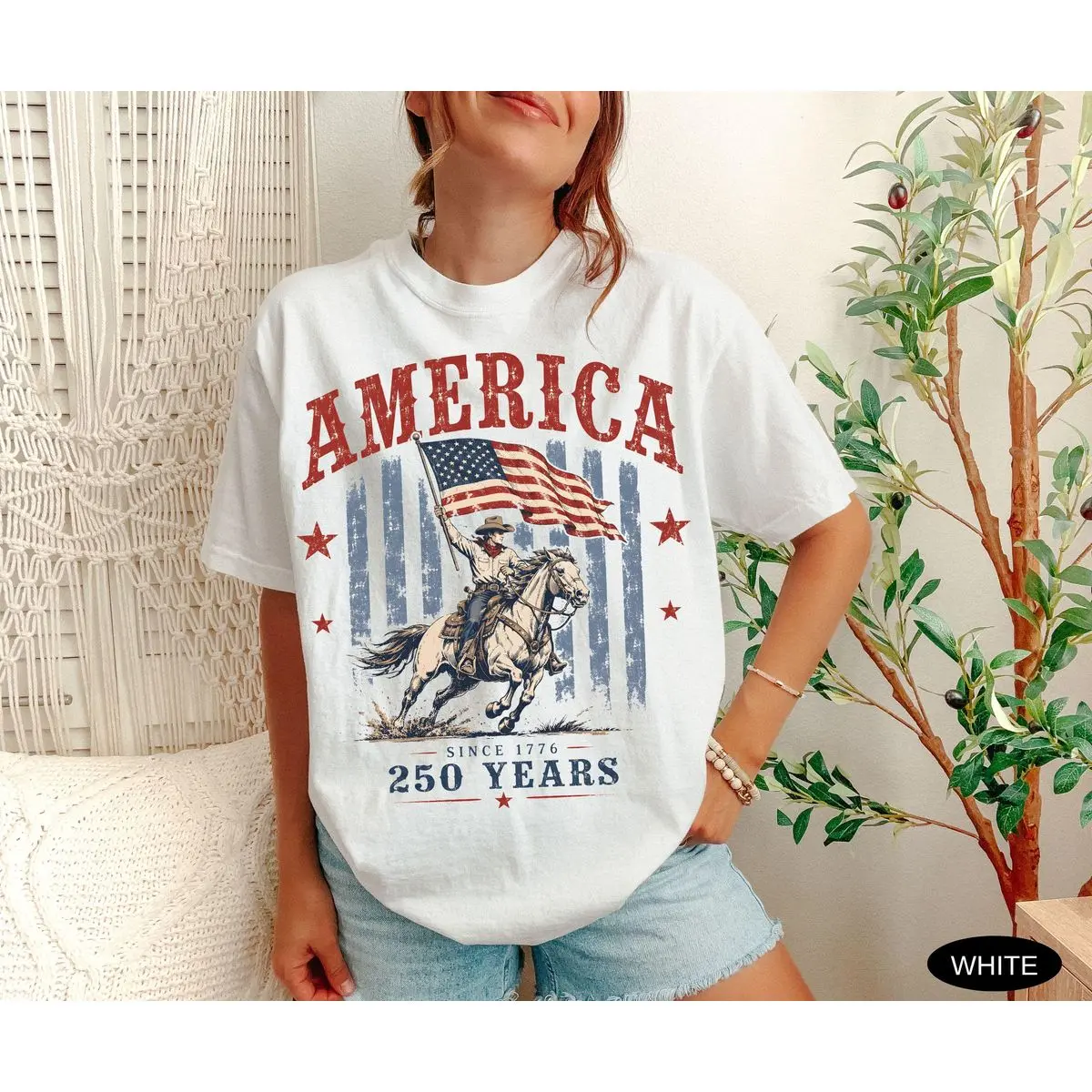 Comfort Colors Usa America 250th Anniversary Shirt, 250 Years 4th Of July Tshirt, Cowboy Patriotic Usa Tee, Unisex Crew Neck Top, Classic Streetwear