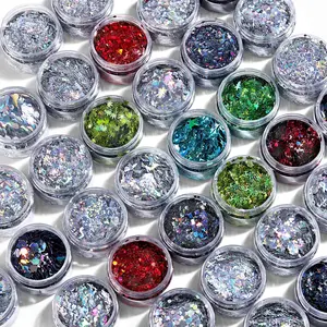 Makerflo Holographic Shape Glitter Variety Set Pack of 33, 1oz Each for DIY, Festival Decoration Crafts & Slime