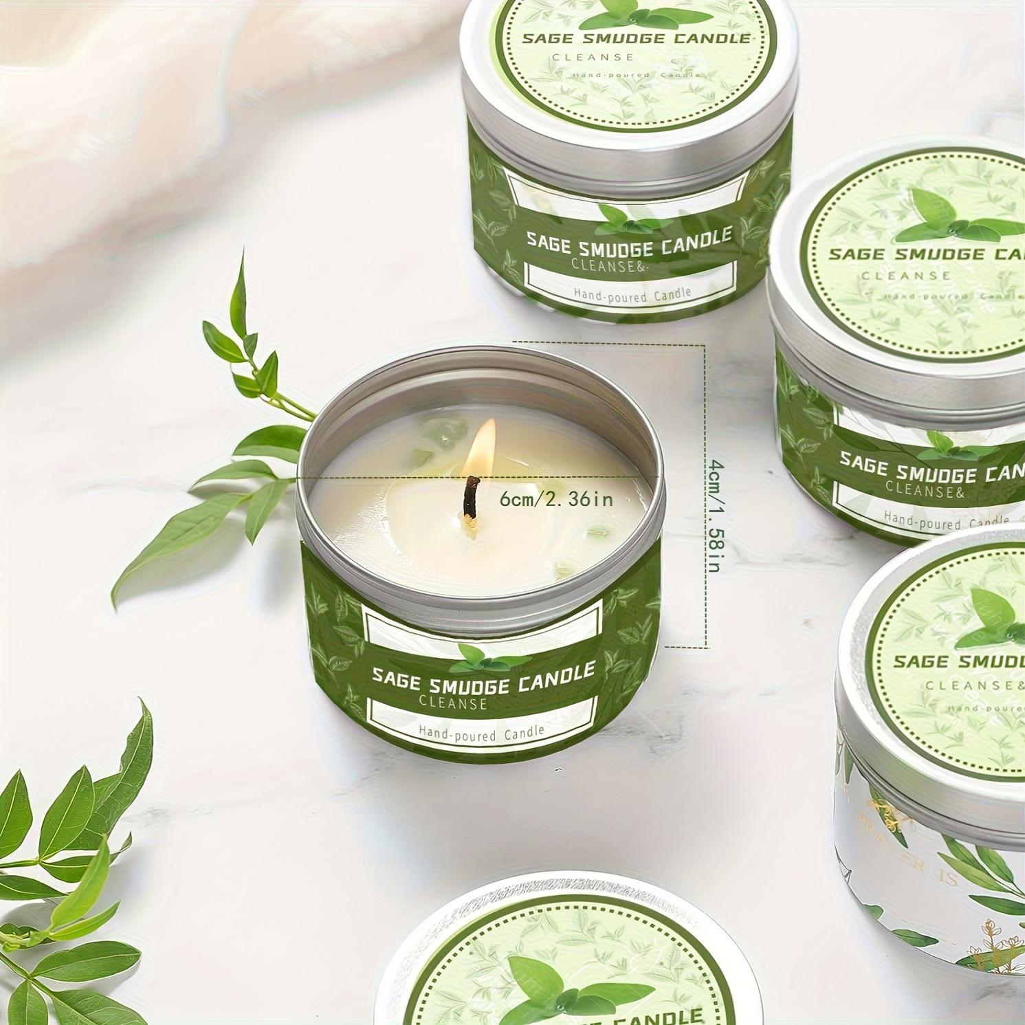 Sage & Palo Santo Purifying Aromatherapy Candle 2/4 Pack 3oz Soy Wax Tin Candle 24-Hour Long Burn Home Purification Meditation Housewarming Gift， decor