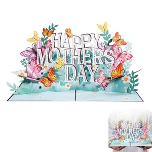 Mother’s Day 3D Pop Up Card – Handmade Flower Bouquet & Butterfly Floral Greeting Card for Mom Wife Grandma, Happy Mothers Day Gift Card with Envelope (Sunflower Pink Purple)