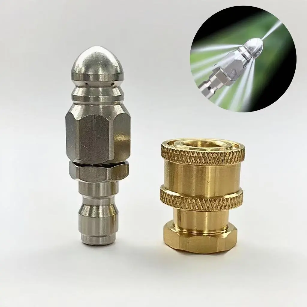 Self-Propelling Sewer Jetter Nozzle, 1/4" Quick Connect High Flow Nozzle, Pressure Washer Drain Cleaner, Commercial Home Improvement Equipment for Driveways Pipe Jetting, Sewer Jetter Nozzles