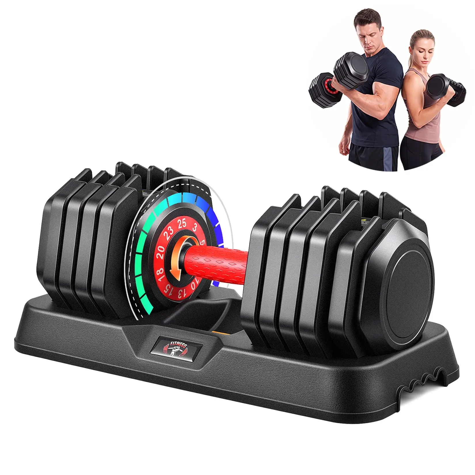 OPPSDECOR Adjustable Dumbbell Set - Quick Dial 10-Setting Adjustable Weights, Dual Safety Lock, Single or Pair, 3 Ranges 25/50/55 lb Options, Compact Home Gym Equipment, Non-Slip Ergonomic Grip