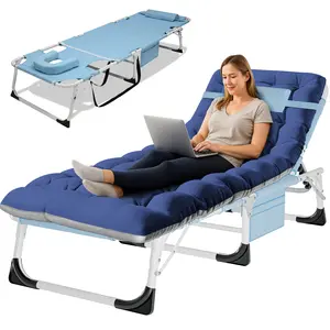 Naudacaa Folding Lounge Chair with Face Hole 5-Position Face Down Tanning Cot Portable Chaise for Pool Beach Patio Sunbathing Up to 440lbs