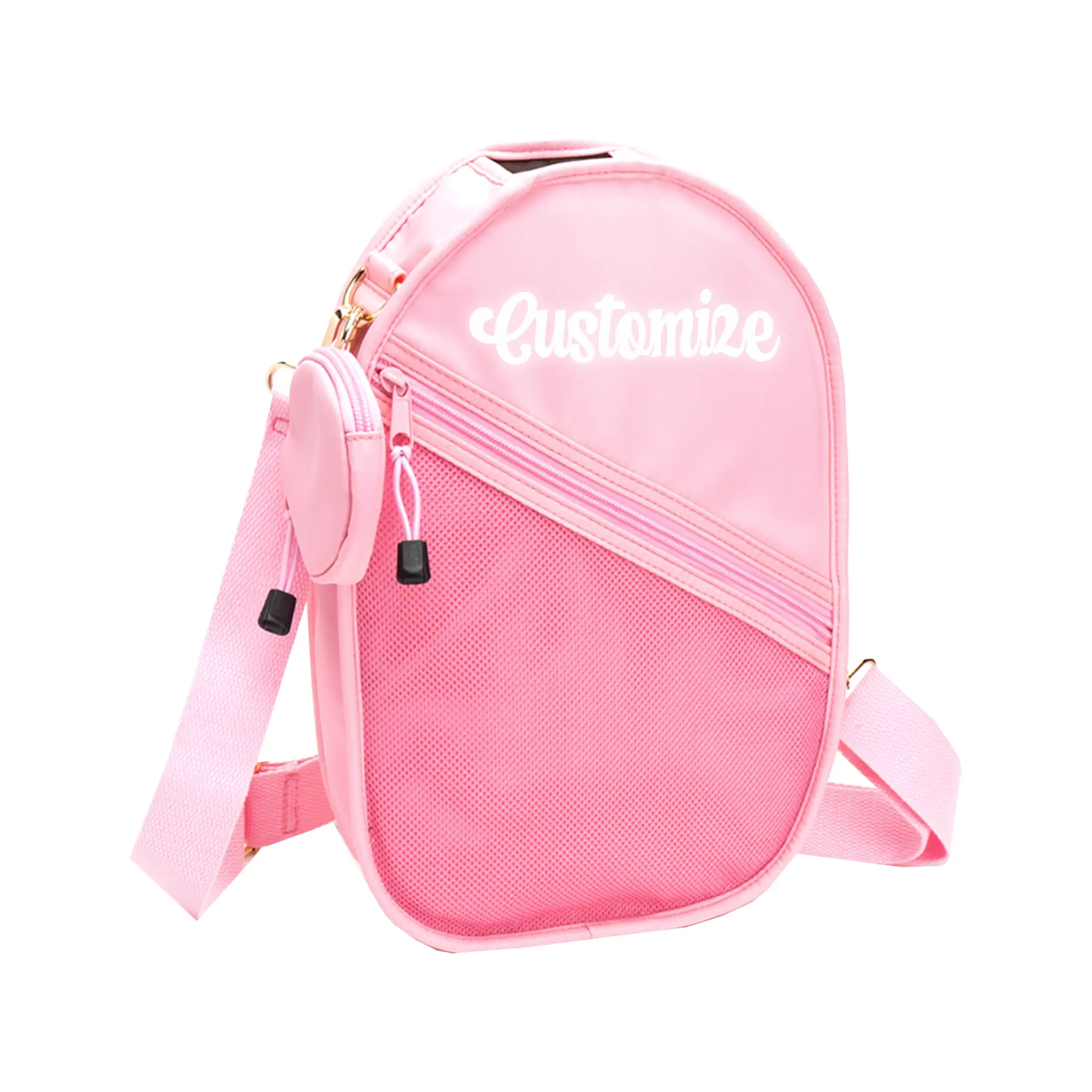 Personalized Small Crossbody Pickleball Bag, Custom Name or Text Pickleball Crossbody Bag Sports Bag With Front Mesh Pocket