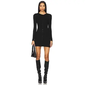 SNDYS Henley Mini Dress in Black