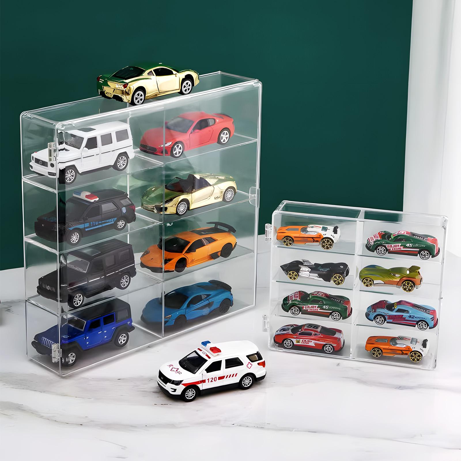 Acrylic Display Case for Diecast Cars，Dustproof Stackable Box with Hinged Door, Toy Car Storage Organizer for Hot Wheels Matchbox