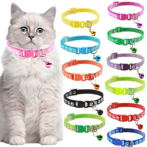 Colourtree Cat Collar with Bell Breakaway Grid Collar with Plastic Buckle Light Adjustable Nylon Kitty Collars High-Quality Safe Breakaway Buckle Comfortable to Wear Quick Release Fastener