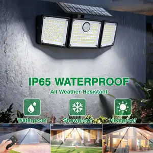2 Packs of 2500 Lm solar outdoor lights with motion sensor | 270° wide-angle street area light, IP65 waterproof, 3 modes, remote control, suitable for patios, terraces, garages, streets, etc, Solar Light Outdoors
