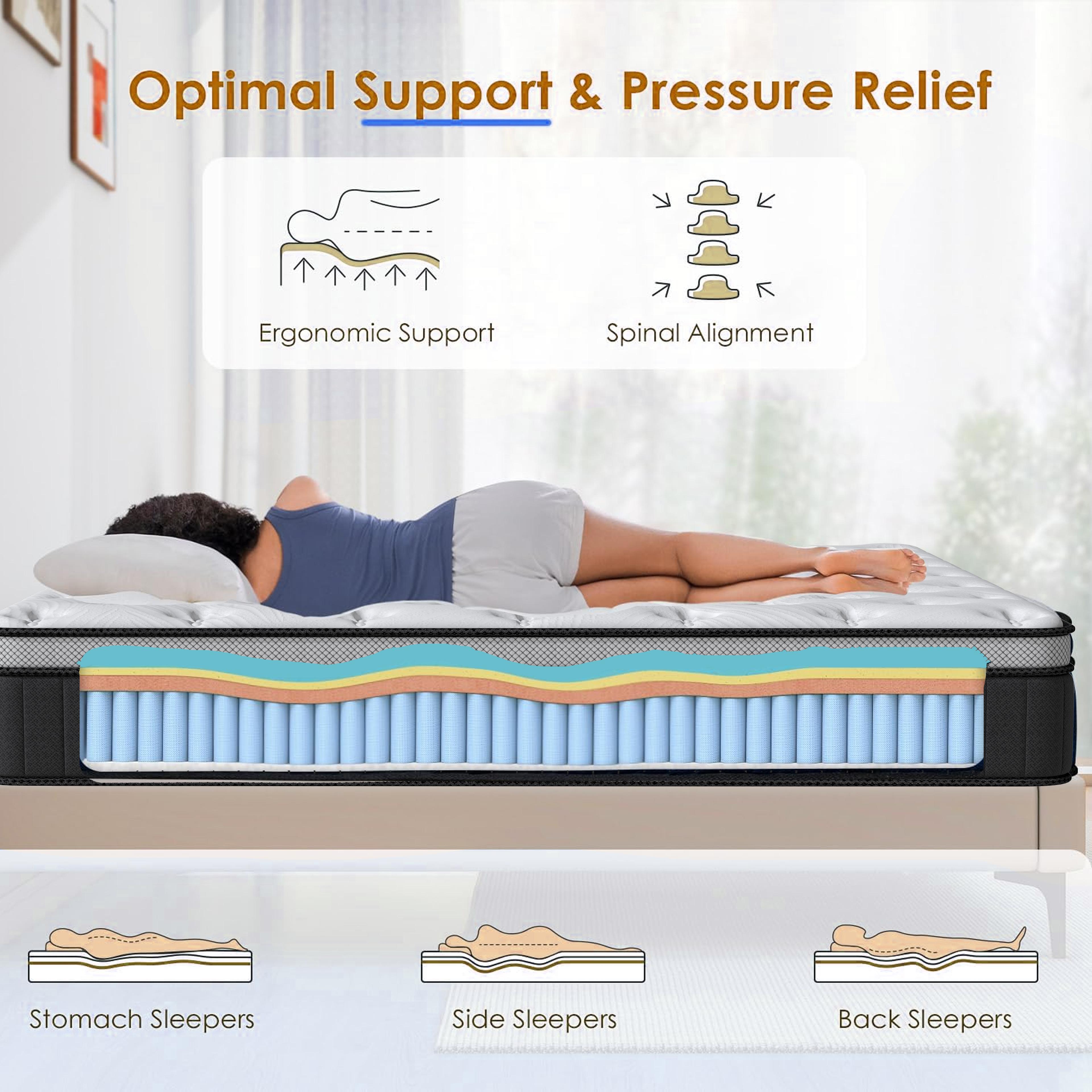 12/14 Inch Twin Full Queen King Hybrid Mattress Memory Foam & Innerspring Medium Firm Lumbar Support Ergonomic Design For Home Bedroom Hotel Modern Furniture