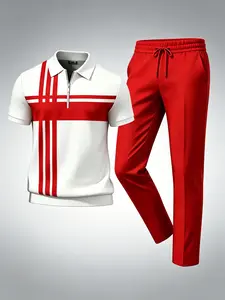 men's 2 piece sets Men's casual and fashionable zipper short sleeved and long pants set, available in multiple colors, suitable for sending loved ones, going to work, daily wear, outdoor activities, and travel fathersdaygift