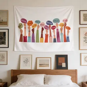 Horizontal Cultural Fusion Tapestry Wall Decor - Multicultural Patterns, Suitable for Decoration, Dormitories, Bedrooms - Modern Horizontal Hanging Fabric Wall Decoration