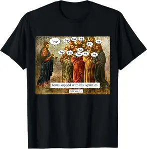 Funny Christian Jesus Apostles Meme T-Shirt Pure Cotton Graphic Tees Menswear Top: Gifts for Men & Women