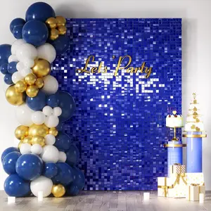 Royal Blue Shimmer Wall Backdrop 24/30/36/49PCS Blue Sequins Backdrop Decoration Panels, Photo Backdrops for Birthday, Anniversary Wedding Engagement Decoration