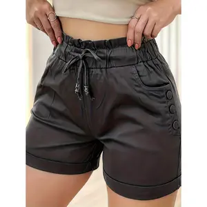 New Summer Casual Elastic Waist Shorts with Pockets and Button Design staud 2 k Gothic Ruffle Christmas Dress april outfit holiday outfits women High Straight Yoga Pants Women's Sparkly Rhinestone Jeans V Neck Push Up Bikini Set esli quince ca danielle