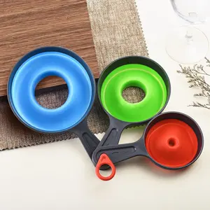Funnels for Filling Bottles, Wide Mouth Canning Funnel for Kitchen Use Mason Jars, Small Funnel for Transfer Liquid, Oil and Powder, Food Grade Silicone Collapsible Filter Set (3 Pack)