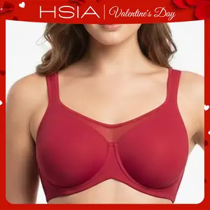 HSIA Cardi Comfort Plus Size Bra Underwire Smoothing Seamless Soft Fabric Wide Adjustable Strap Full Coverage Unlined Minimizer T-shirt Bra