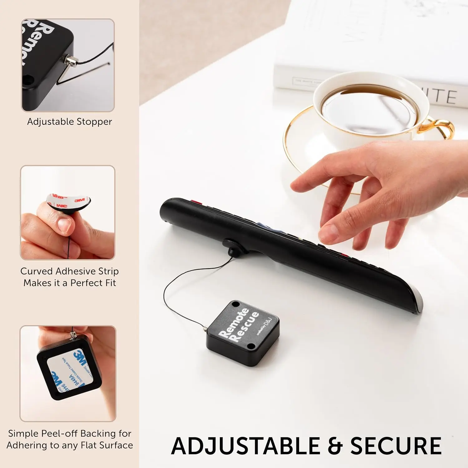 Remote - Retractable String Leash, Adheres to Any Surface, Anti-Loss System for Any Remote