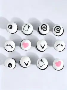 DIY 12Pcs Mixed Cartoon Face Resin Shoe Charms for Crocs Decoration Bag Accessories and DIY Craft Making Kit