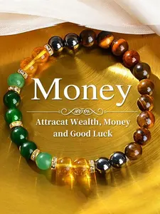 Money Attracting Blessing Stress Relief Elastic Beaded Lucky Bracelet, Luxury Prosperity Fortune Fashion Handmade Couple Jewelry, Ideal Valentine's Day Gift for Mom & Women, Suitable for Daily Vacation Casual Wear, Beaded Bracelets