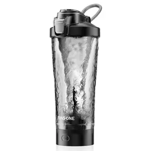 Premium Electric Protein Shaker Bottle, 24 oz Lockable Blender Shaker Bottles, Made with Tritan, BPA Free, USB Rechargeable Mixer Blender Cup for Protein Shakes, Black