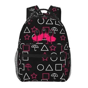 Squid Game Fashion Backpack – Large Capacity, Daily Commuter Bag for Outdoor Hiking and Business; Cartoon Casual Squid Game Merchandise Laptop Daypack/School Bag for Women, Men, and Gift Giving