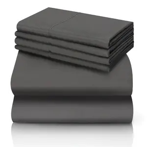 6-Piece Luxury Cooling Bedding Suit, Soft and Comfortable Suit, Large Size Bedding Suit, Breathable, Anti-Wrinkle, Soft, with 18-Inch Deep Pocket, Bedroom, Guest Room, hotel Bedding (1 * Flat Bed Sheet +1 * Quilt Cover +4 * Pillow) Case)