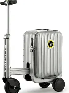 Silver Rideable Suitcase for Adults & Kids, 20" Carry On Electric Luggage with 250W Motor, 8 MPH, 5 Miles Range, Removable Battery, TSA Lock, USB Charging, Max Load 240 lbs