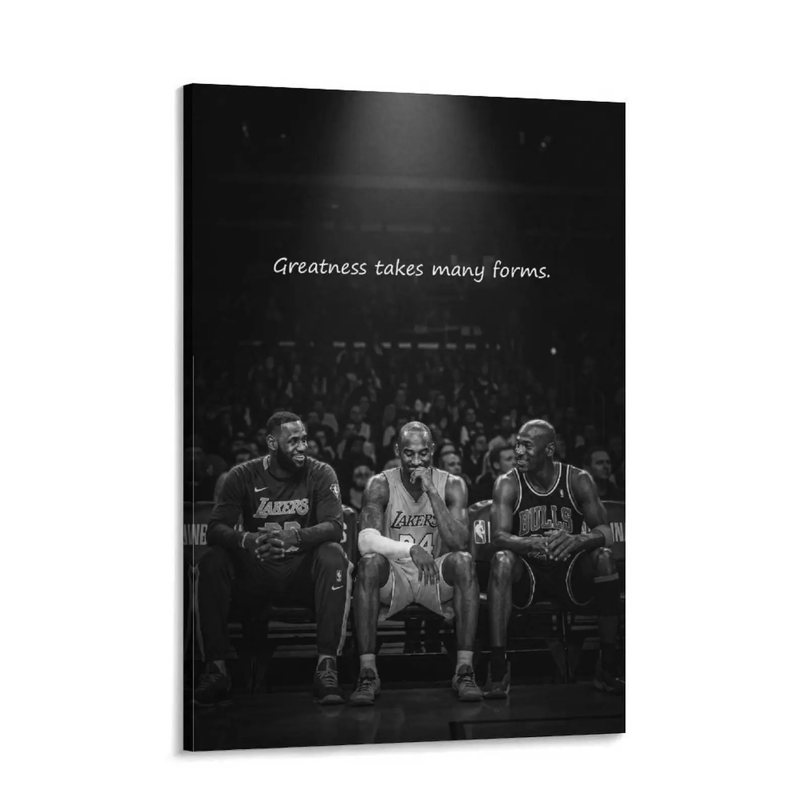 LeBron James, Michael Jordan & Kobe Bryant Canvas Wall Art, Black and White Basketball Legends Poster for Man Cave, Gym and Bedroom Decor