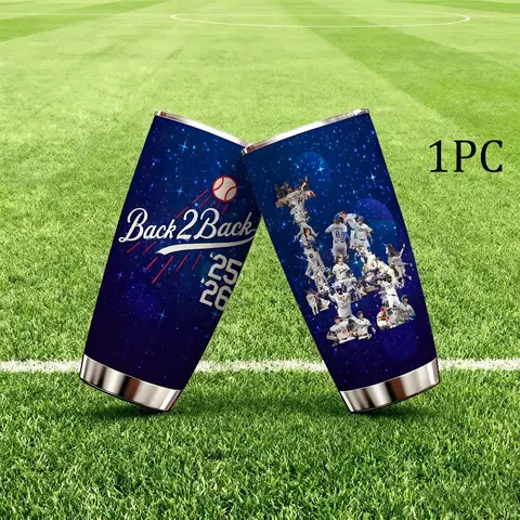 1 Pc 20oz double wall stainless steel vacuum cup, Insulated Water Cup, Tumbler, Double Walled Tumbler, Travel Mugs, keeps hot 12 hours and cold 24 hours, leak proof insulated mug, baseball back to back design, gift for women and men, baseball fans