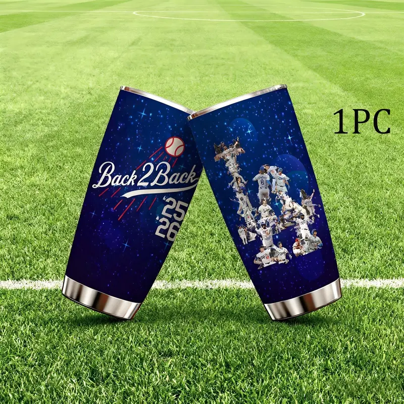 1 Pc 20oz double wall stainless steel vacuum cup, Insulated Water Cup, Tumbler, Double Walled Tumbler, Travel Mugs, keeps hot 12 hours and cold 24 hours, leak proof insulated mug, baseball back to back design, gift for women and men, baseball fans