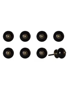 212 MAIN Artisan Craft Hand-Painted 1.5in Brown & Black Ceramic-Metal Drawer Pull Knobs - Set of 8, Traditional Cabinet Pulls, Round Handles for Large Home Appliance Parts & Accessories