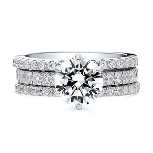 Solitaire 2ct CZ Ring Set in Sterling Silver