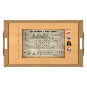 Engraved Bamboo Serving Tray - Unique Home Decor, Kitchen Gift, Alchemical Symbols, Rustic Serving Platter, Eco-Friendly Tray